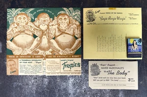 Vintage 1940er Sugie's Tropics Beverly Hills CA Tiki Menü Streichholzheft Pinup Extras - Bild 1 von 16