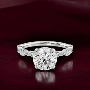 1.90 Ct IGI Lab Grown Round Cut Diamond Engagement Ring in Solid 14k White Gold - Picture 1 of 17