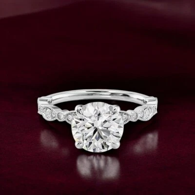 1.90 Ct IGI Lab Grown Round Cut Diamond Engagement Ring in Solid 14k White Gold - Image 1 of 4