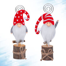 2 Pcs Doll Business Card Holder Christmas Paper Desk Stand Clip
