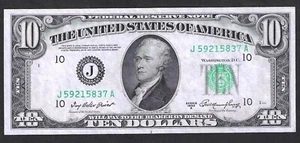 1950-A $10 KANSAS CITY FEDERAL RESERVE NOTE ~ CHOICE CRISP UNCIRCULATED - Picture 1 of 2