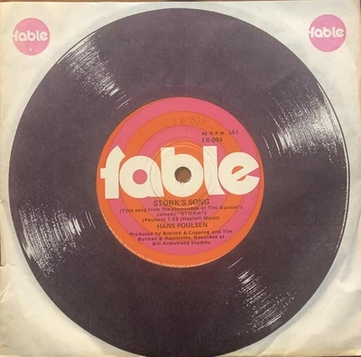 Hans Poulsen Stork's Song / Bikie's Theme 1971 Fable Oz 45 - Image 1 of 2