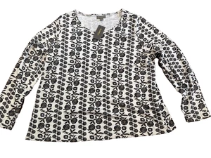 Macy's Style & Co Damen Übergröße 2X Langarm schwarz weiß geblümt neu mit Etikett Oberteil - Bild 1 von 6
