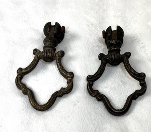 Antik Messingguss Schubladengriffe Paar verzierte Fallgriffe viktorianische Möbel - Bild 1 von 14