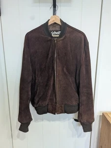Schott NYC Suede Leather Jacket Men’s Size 44 Brown Made in USA - Picture 1 of 4