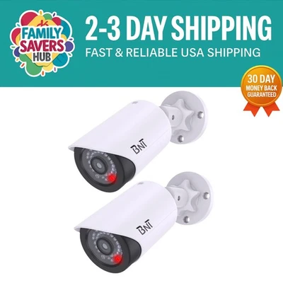 Waterproof 720p Dummy Security Cameras - Night Vision 2-Pack for Home Safety - Image 1 of 4
