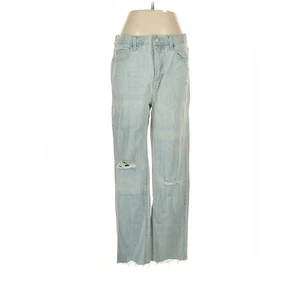 UNIQLO Tapered Mid Rise Relaxed Jeans Damen 27 Light Wash Distressed Streetwear - Bild 1 von 9