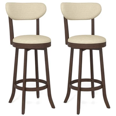 30.5" Bar Height Chairs Set of 2 Swivel High Barstool w/ Padded Seat & Backrest - Image 1 of 4
