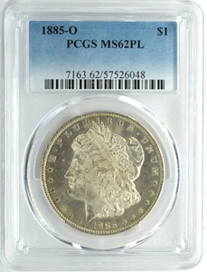 1885-O MORGAN DOLLAR $1 PCGS MS 62 PL PROOF LIKE - Picture 1 of 2