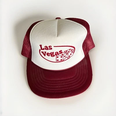 Gorra de malla para camionero de Las Vegas SnapBack - Gorra de casino de dados genuina vintage de los años 80 malla Foto 1 de 4