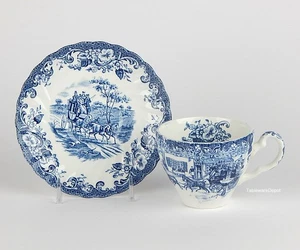 Johnson Brothers ESCENAS DE ENTRENAMIENTO AZUL: Juego de tazas y platillos ¡COMO NUEVO/SIN USAR! - Imagen 1 de 7