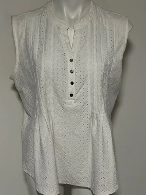 CAMISETA SIN MANGAS COCOMO MARFIL PINTUCK CON OJALES XL Foto 1 de 4