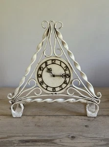 Antique Arts & Crafts Mantel Clock  Wrought Iron Farmhouse 1920/30's Wind Up - Picture 1 of 15