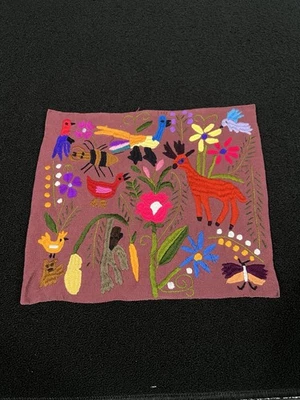 Cushion cover embroidered animals outdoor birds floral flower previous feathers - Image 1 of 4