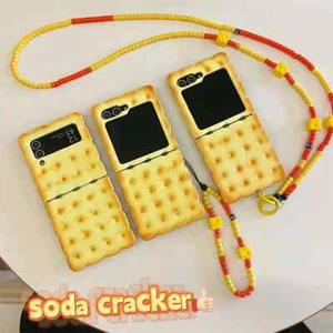 Coque téléphone biscuit 3D pour Samsung Galaxy Z Flip 6 5 4 3 collier bracelet bracelet - Photo 1 sur 23
