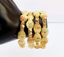 South Indian Bangles Bollywood 22k Gold Plated Bracelets Jewelry Set 4pc 2.6*