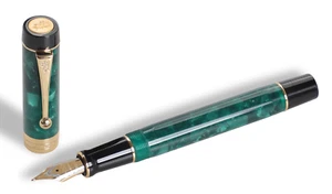 Jinhao 100 Executive Fountain Pen, Deep Sea Green with Gold Trim, Medium Nib - Picture 1 of 4