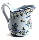 Vintage Hand Painted Multi Color Floral Portugal Pitcher 3.25" Tall