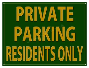 SOLO LETRERO DE METAL PARA RESIDENTES DE ESTACIONAMIENTO PRIVADO - DIMENSIONES 16"" X 12"" - INSTRUCTIVO - Imagen 1 de 1