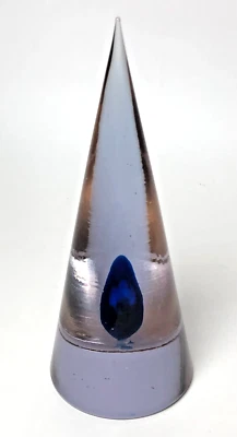Pisapapeles vintage de vidrio artístico en forma de cono de Murano Italia Cenedese burbuja azul Foto 1 de 4
