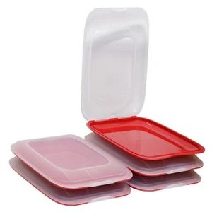 5x stapelbare Frischhaltedose Aufschnittbox Wurst Behälter Aufschnittdose Rot - Bild 1 von 7