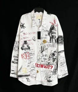 R13 DOODLES Sketchbook Drop Neck Oversize PUNK Shirt $595 Large Dead Kennedys - Picture 1 of 12