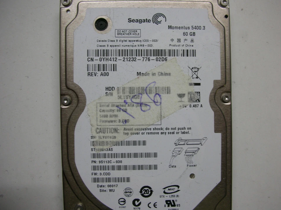 BC Seagate Momentus 5400.3 60gb ST960813AS 100398688 3.CDD 2.5 HD SATA Hard Disk - Image 1 of 1