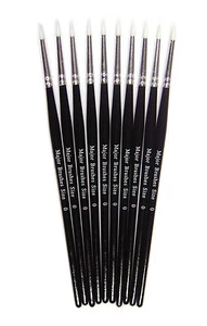 PACK 10 SIZE 0 SYNTHETIC SABLE ROUND DETAIL ARTIST ACRYLIC CRAFT PAINT BRUSHES - Picture 1 of 2