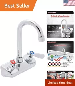 Commercial Hand Sink Faucet - 4 Inch Center Wall Mount Handwash Sink Faucet w... - Picture 1 of 8