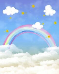 photography backdrop background rainbow stars blue sky clouds design 5x7ft
