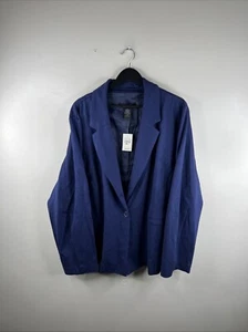 Ashley Stewart Blazer Adult 32 Blue Peacoat Formal Rayon Blend NWT Women B62 - Picture 1 of 10