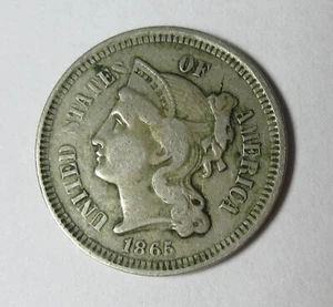 1865 Three Cent Nickel -VF- (#512c) - Picture 1 of 2