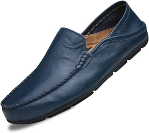 Men'S Premium Genuine Leather Casual Slip on Loafers Breathable Driving Shoes Fa - Picture 1 of 9
