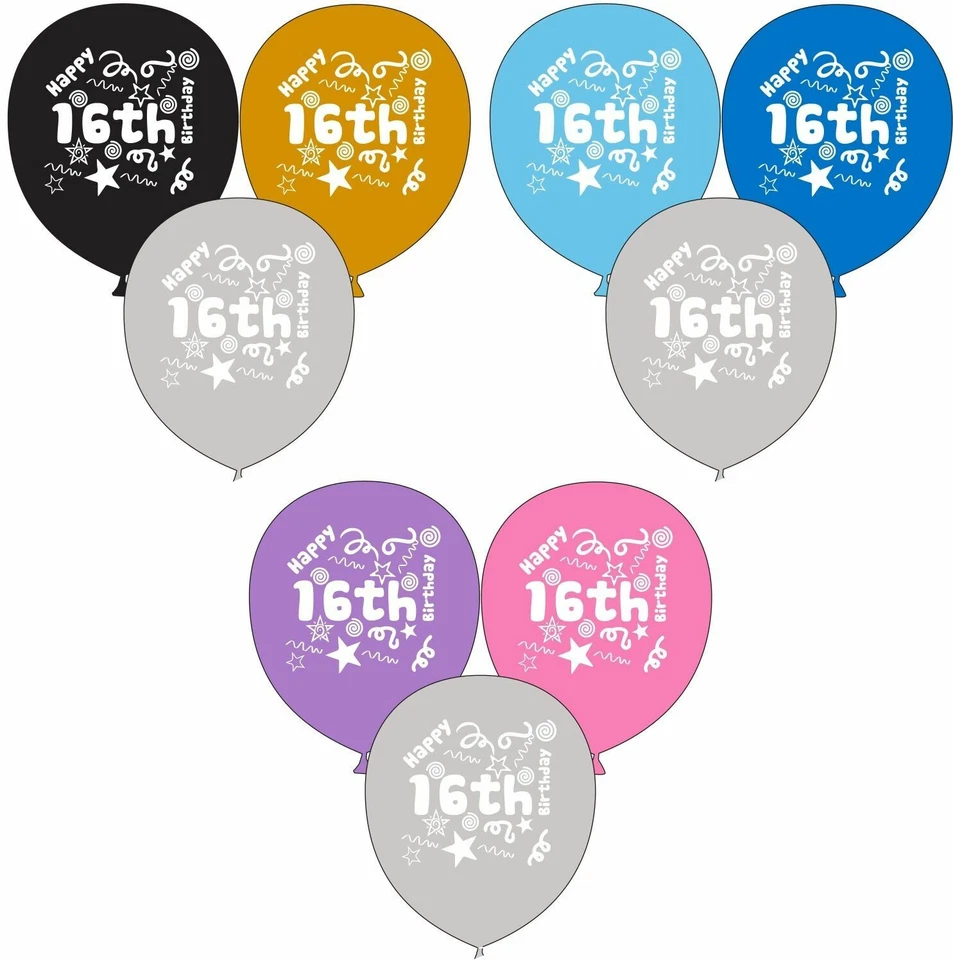 12 x12" Glitz 16th Birthday Pearlised Latex Party, Balloons, Celebration, Events