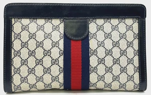 Auth Gucci Parfums GG Supreme Sherry Line PVC Leather Clutch Bag NS041679 - Picture 1 of 14