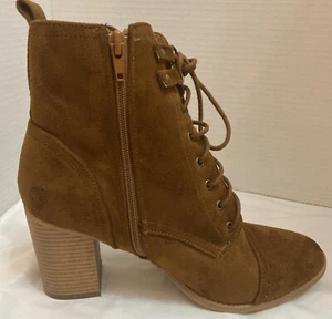 Ollio stivaletti stringati ecopelle zip laterale tg10 tacco impilato marrone - Foto 1 di 11