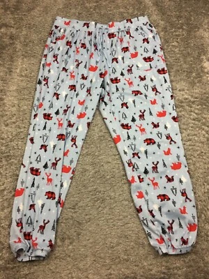 Pantalones de pijama Sonoma para mujer talla XL azul rojo patrón de árbol de oso Foto 1 de 4