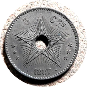 elf Congo Free State 5 Centimes 1887 Star - Picture 1 of 2