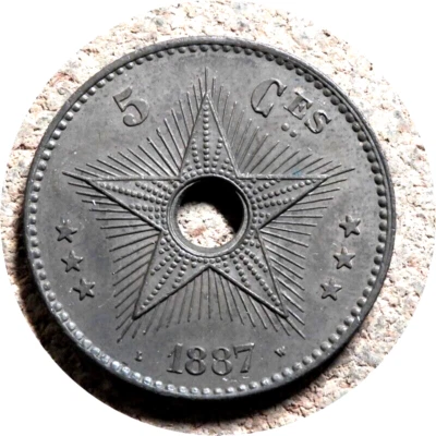 elf Congo Free State 5 Centimes 1887 Star - Image 1 of 2