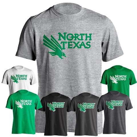 North Texas UNT Mean Green Stacked Athletic Eagle Logo Tee Short Sleeve T-Shirt Cover