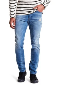 $260 Authentic Rare HUDSON Men's Medium Wash Distressed Slim Skinny Jeans Denim - Picture 1 of 7