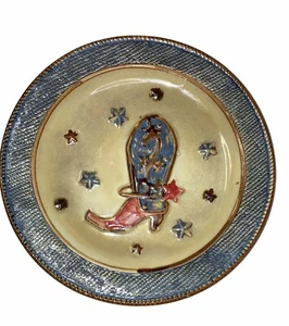 Canyon Ranch Ersatz handbemalte Platte 9" Western geprägt Stiefel rustikal - Bild 1 von 12