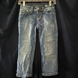 MISS ME GIRLS JK5783P2 DENIM CAPRI JEANS EMBELLISHED Size14 **See Pics** - Picture 1 of 5