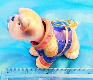 WHIMSICAL BOBBLE-HEAD BULLDOG DOG Ornament Ceramic Moving Head - SEE VIDEO! - Picture 1 of 4