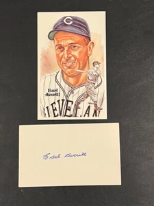 Earl Averill Perez-Steele Postcard LE /10000 Baseball w/ Hand Signed Cut - Picture 1 of 3