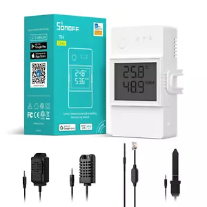 SONOFF TH Elite Smart Digital LCD Temperature & Humidity Monitor Sensor Switch - Picture 1 of 17