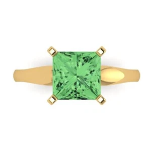 Anillo de compromiso de 2,5 tcw corte princesa oro amarillo 14K anillo de promesa verde - Imagen 1 de 11