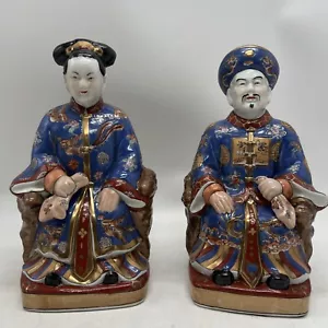 2 - Antique/vintage pair of Chinese Statues / Figurines king & Queen - Picture 1 of 14