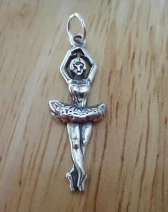 Sterling Silver 28x10mm Flat Ballerina Ballet Dancer Charm! - Picture 1 of 3