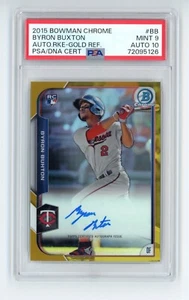 Bowman Chrome Byron Buxton RC 2015 autógrafo refractor dorado #1/50 PSA 9/10 - Imagen 1 de 2